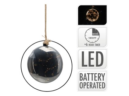 dekoracni osvetleni led s casovacem plocha koule barva kourova seda