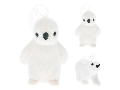 dekorace tucnak polarni medved 6 cm bily