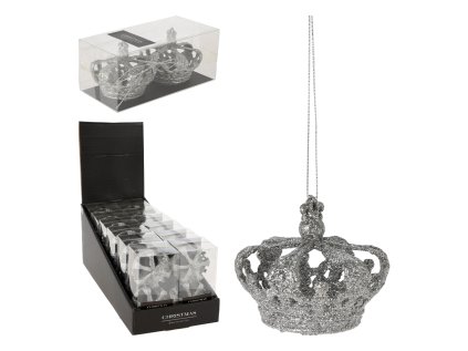 kralovska koruna stribrna trpytiva dekorace baleni 2 ks