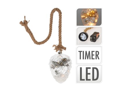 dekoracni osvetleni led siska na jutovem provazu 21 cm s casovacem