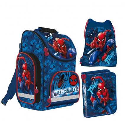 Školní set sada Spiderman 3 ks ŠKOLNÍ BATOH aktovka, penál, sáček