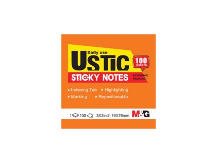 blok lepici m g 76x76 mm 100 listu oranzovy