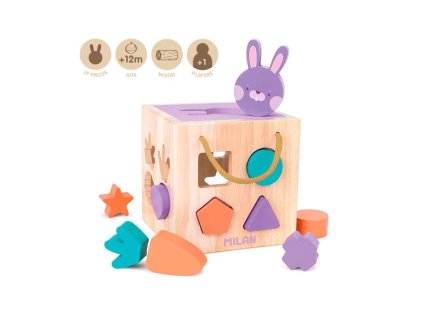 edukacni hracka drevena zajicek vkladani tvaru do otvoru