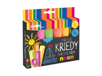 kridy barevne chodnikove junior kulate 6 ks neonove