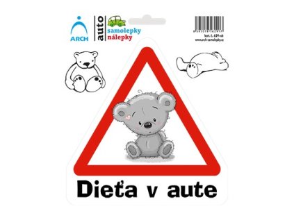 samolepka 15x17 cm dite v aute medvidek