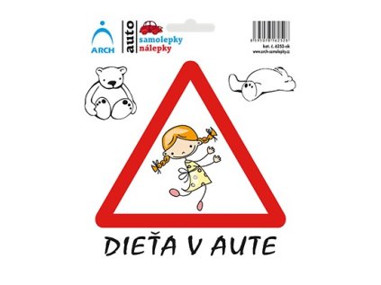 samolepka 15x17 cm dite v aute vesela holka