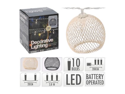 dekoracni vnejsek osvetleni 10 led bila tepla delka 3 8 m zlate cerne tinidlo