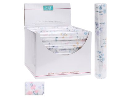 dekoracni organza 28x200 cm bila s kvetovym vzorem