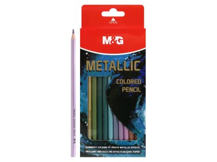 sestihranne pastelky m g sada 12 metalickych barev