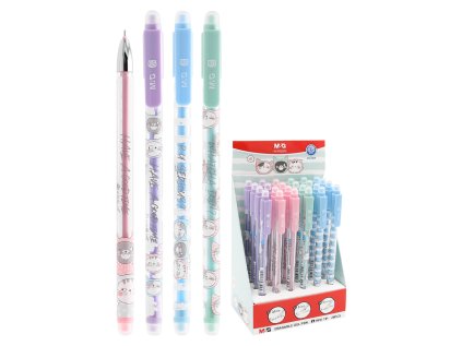 pero gelove gumovaci m g so many cats pastel 0 5 mm 4 vzory modra napln