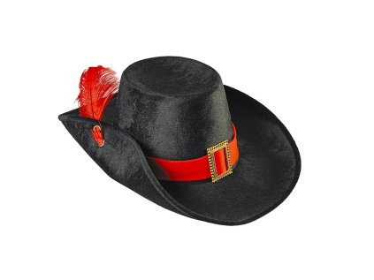 musketyrsky klobouk s cervenym perim