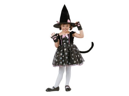 kocka kostym carodejnice klobouk saty s ocasem rukavice velikost 92 104 cm