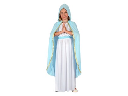 kostym svate marie saty plast s kapuci pasek velikost 110 120 cm