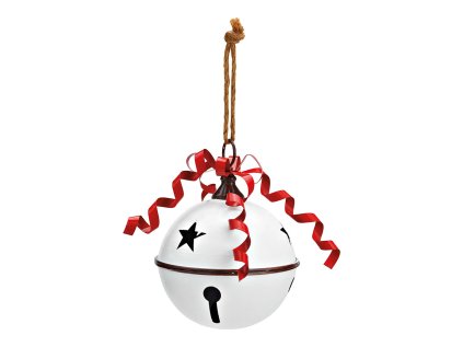 zavesna dekorace kovova rolnicka bila 16x22x16 cm