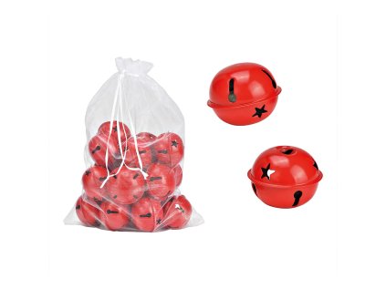 dekorace zavesna kovove rolnicky prumer 5 cm sada 18 ks v sacku cervene