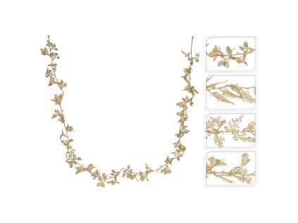 venec zlaty vetev s listy 170 cm 4 varianty