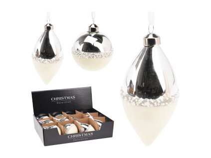 vanocni sklenena ozdoba 80 mm stribrny samet koule kentaur cena je za 1 ks