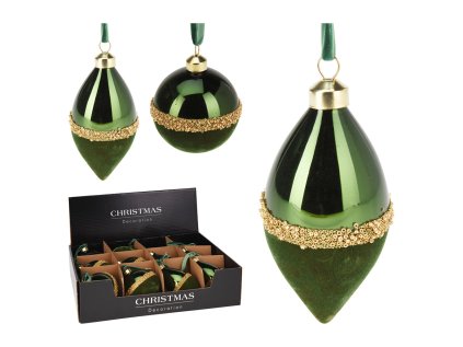 vanocni sklenena ozdoba 80 mm zeleny samet koule kentaur cena je za 1 ks