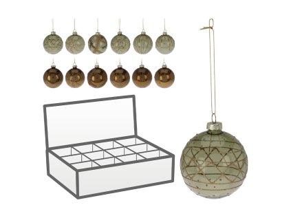 vanocni sklenena koule 80 mm zelena trpytiva cena za 1 ks