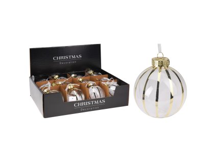 vanocni koule sklenena 80 mm s perim zlaty dekor cena za 1 ks