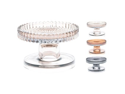 skleneny podnos na svicky 10x6 cm jantarovy sedy svetle sedy