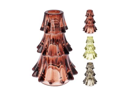 svicen vanocni stromek skleneny 14 cm mix barev