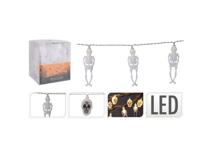 halloweenska girlanda s 10x led svetlem delka 135 cm kostry nebo lebky