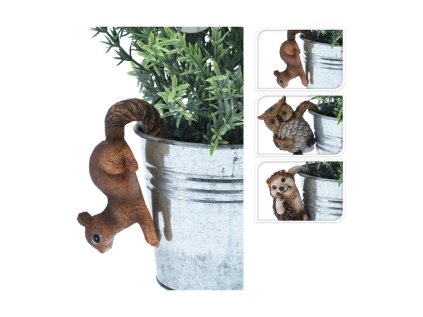 zavesna dekorace do kvetinace figurka veverky sovy jezka 3 varianty