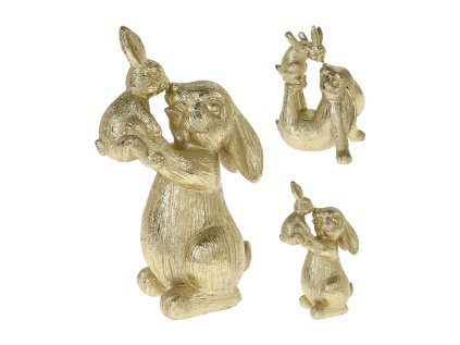 figurka zajacice s malym zajickem 23 cm zlata 2 varianty