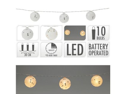 svetelny retez 10 led bily teply lampicky 5 cm glitrovane s hvezdickama delka 1 5 m