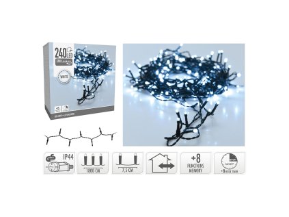 svetelny retez 240 led studena bila delka 18 m venkovni pouziti 230v