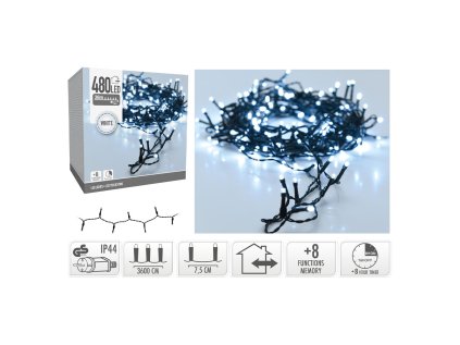 svetelny retez 480 led bily studeny delka 36 m venkovni pouziti 230v