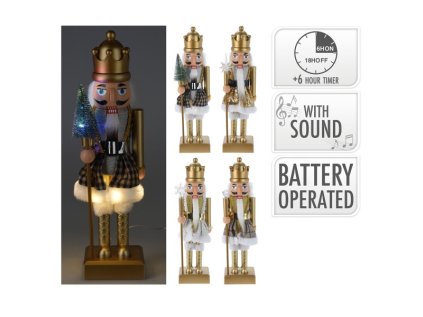 louskacek 40 cm s led svetlem a melodii 4 varianty zlaty