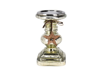 skleneny svicen 13x22 cm s drevenou hvezdou na provazku