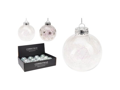 vanocni koule 80 mm s ozdobnou folii uvnitr 2 vzory cena za 1 ks