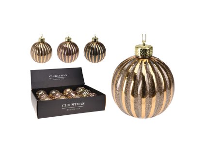 vanocni koule 80 mm trpytivy pruhovany dekor 3 barvy cena za 1 ks