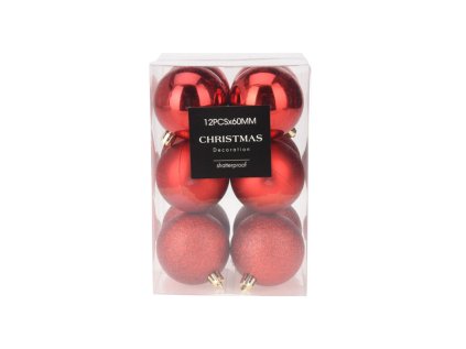 vanocni koule 60 mm cervena smes sada 12 ks