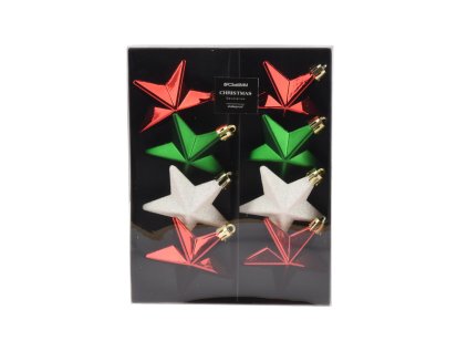 vanocni ozdoby hvezdy 65 mm mix barev 8 ks