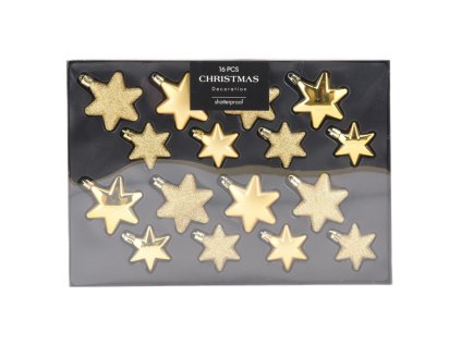vanocni ozdoby hvezdy 60 50 mm sada 16 ks zlata barva