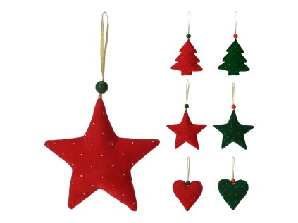 vanocni hvezda stromecek srdce 130 mm cervena zelena 6 variant cena je za 1 ks