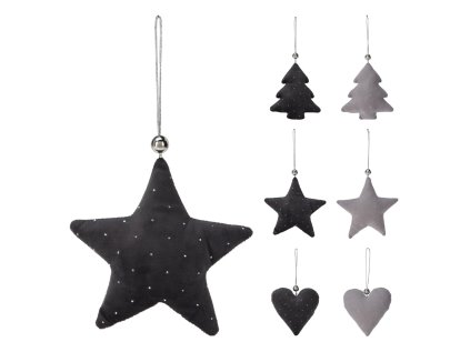 vanocni hvezda stromecek srdce 130 mm seda tmave seda 6 variant cena je za 1 ks