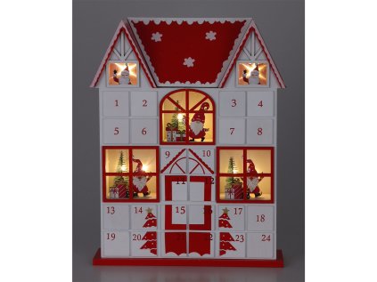 adventni kalendar s led svetlem cerveny a bily