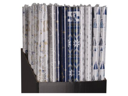 darkovy balici papir vanocni v roli 70x200 cm 6 motivu modry stribrny