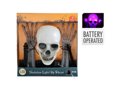 kostra ruky s lebkou a led svetlem k zapichnuti do zeme sada