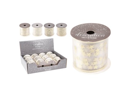 dekoracni stuha organza 63x2700 mm sampanske 4 motivy