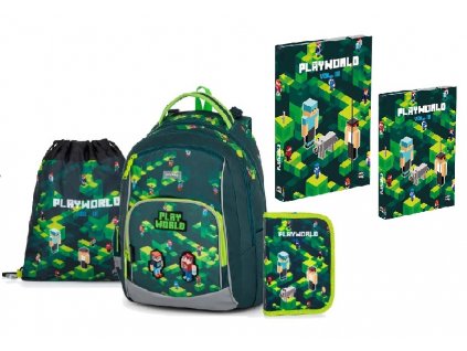 Školní sada set 5-dílný OXY GO Playworld Minecraft - batoh, penál, sáček, zástěrka, box 0-47124/05/02