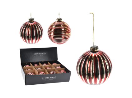 vanocni koule sklenena 100 mm cerveno zlata cena za 1 ks