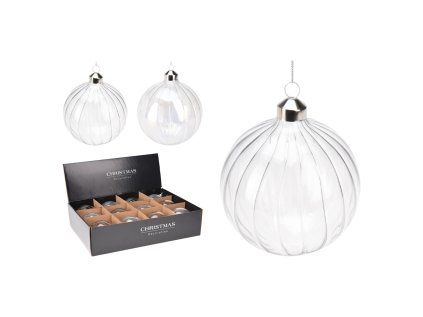 vanocni sklenena koule 100 mm transparetni perletova cena za 1 ks