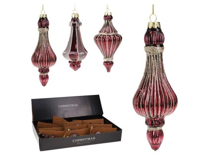 vanocni ozdoba sklenena antik 16 cm 3 varianty burgundy cena je za 1 ks