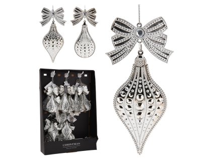 vanocni ozdoby rampouch kapka 165 mm stribrne 2 varianty